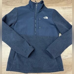 New the north face women quarter zip pullover fleece jacket blue medium